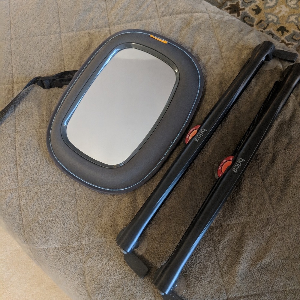 Brica car mirror and two retractable sun shades